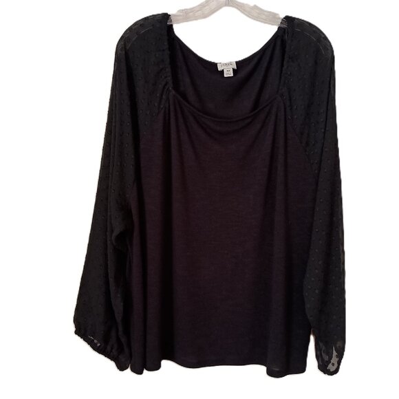 J. Crew Tops - J Crew Plus Size Black Sheer Sleeves Whimsygoth Top Women’s Size 3X